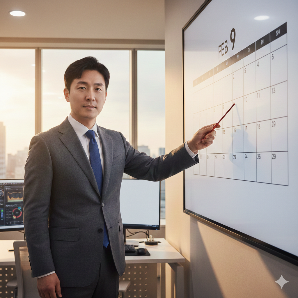 2월 9일 경영안정 바우처 신청 시작일을 안내하는 경제 기자의 모습